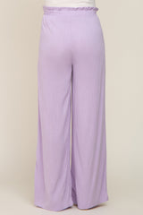 Lavender Basic Elastic Waist Wide Leg Maternity Pants