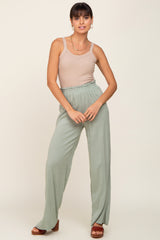 Sage Basic Elastic Waist Wide Leg Pants