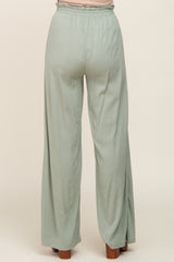 Sage Basic Elastic Waist Wide Leg Pants