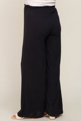 Black Basic Elastic Waist Wide Leg Maternity Pants