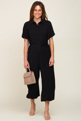 Black Button Up Maternity Jumpsuit