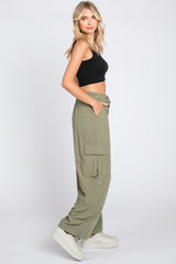 Olive Drawstring Waist Cargo Pants