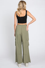 Olive Drawstring Waist Cargo Pants