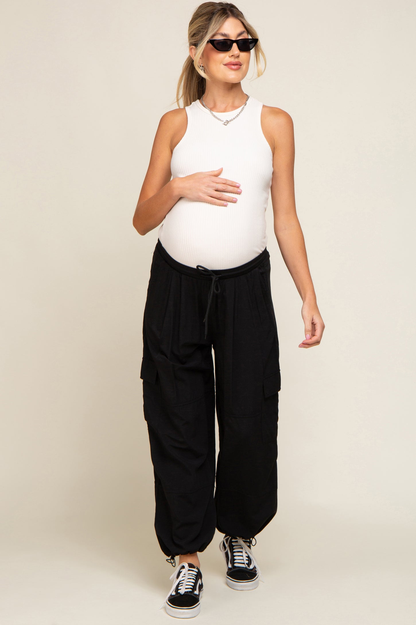 Charcoal Drawstring Maternity Cargo Pants– PinkBlush