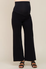 Black Raw Hem Wide Leg Maternity Jeans