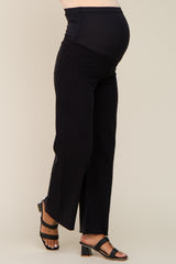 Black Raw Hem Wide Leg Maternity Jeans