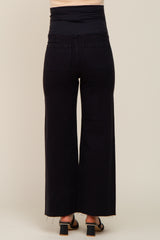 Black Raw Hem Wide Leg Maternity Jeans