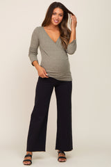 Black Raw Hem Wide Leg Maternity Jeans