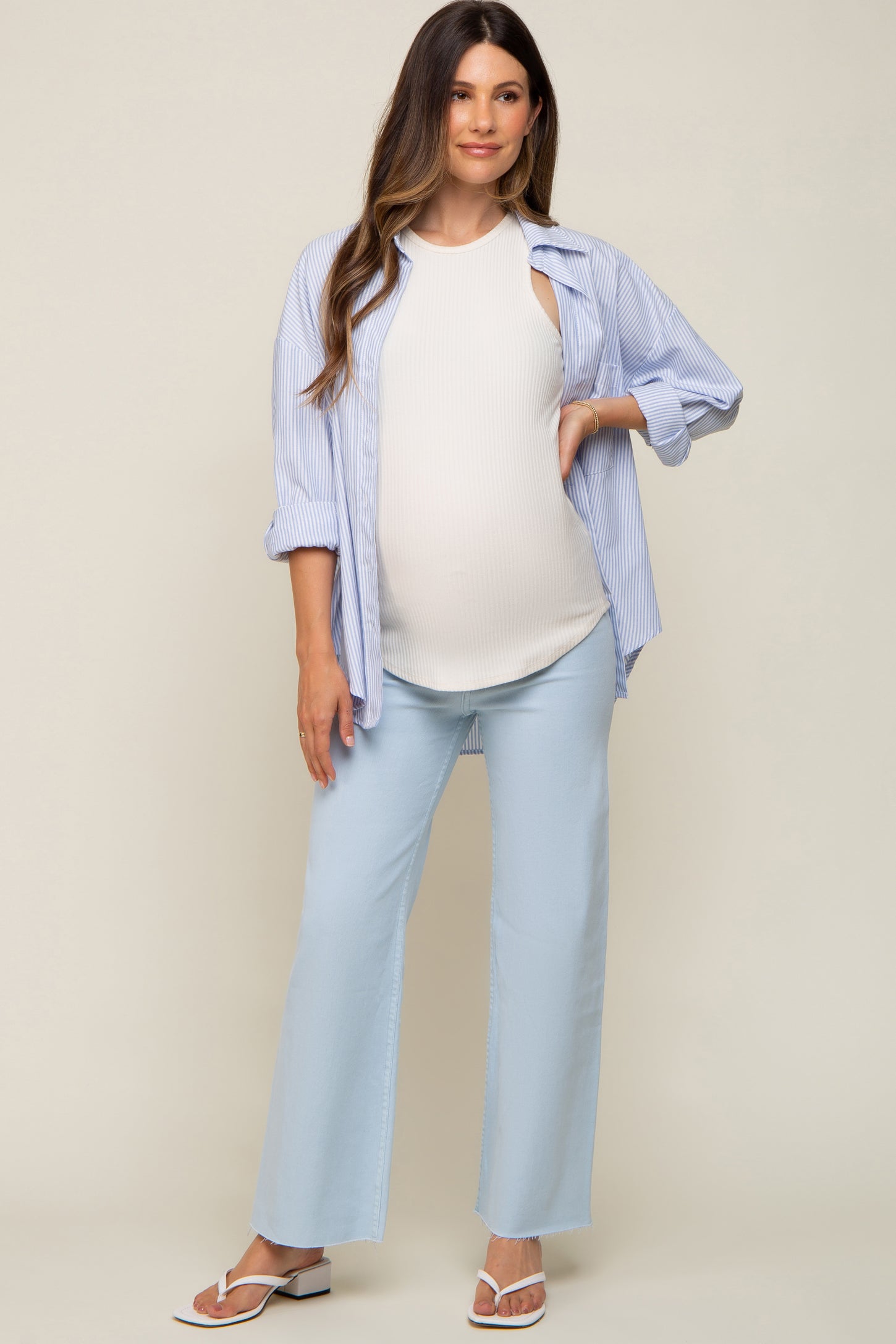 Light Blue Wide Leg Maternity Jeans– PinkBlush