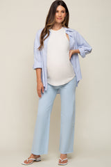 Light Blue Raw Hem Wide Leg Maternity Jeans