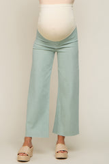 Mint Green Raw Hem Wide Leg Maternity Jeans