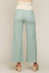 Mint Green Raw Hem Wide Leg Maternity Jeans