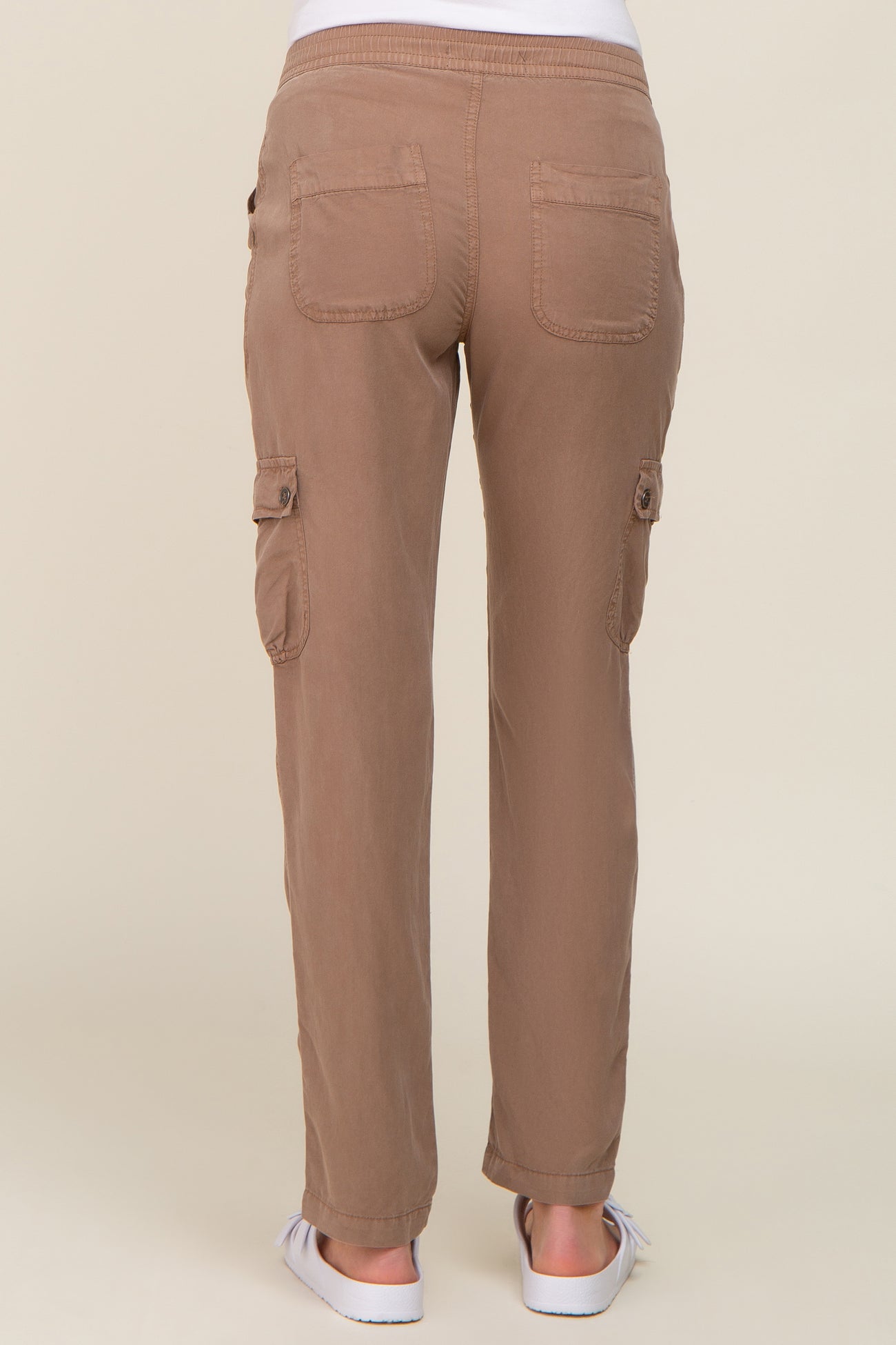 Taupe Fleece Cargo Maternity Sweatpants– PinkBlush