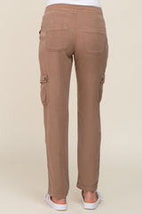 Mocha Drawstring Maternity Cargo Pants