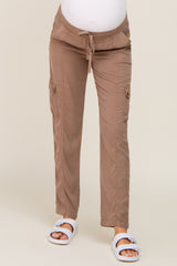 Mocha Drawstring Maternity Cargo Pants