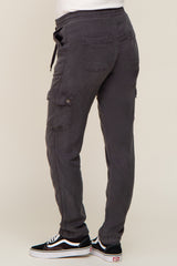 Charcoal Drawstring Maternity Cargo Pants