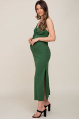 Green Sweetheart Front Cutout Maternity Maxi Dress