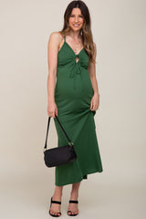 Green Sweetheart Front Cutout Maternity Maxi Dress