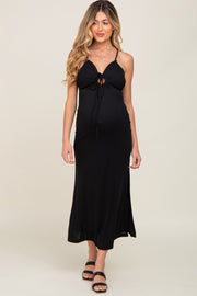 Black Sweetheart Front Cutout Maternity Maxi Dress