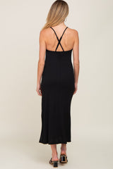 Black Sweetheart Front Cutout Maternity Maxi Dress