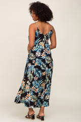 Black Floral Sleeveless Maxi Dress