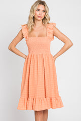 Peach Textured Sleeveless Smocked Maternity Dress