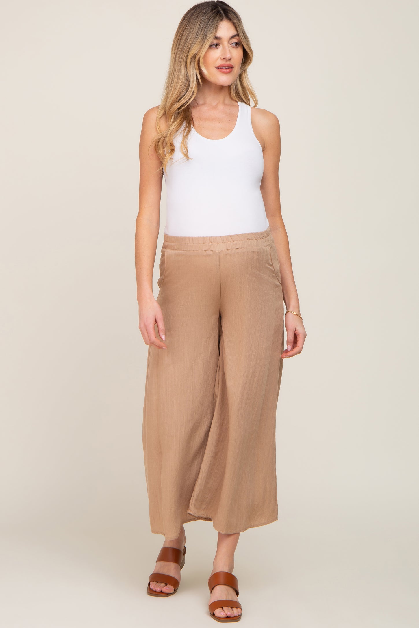 Taupe Terry Flare Maternity Lounge Pants– PinkBlush