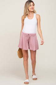 Mauve Drawstring Maternity Lounge Shorts