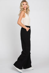 Black Cargo Elastic Waist Maternity Pants