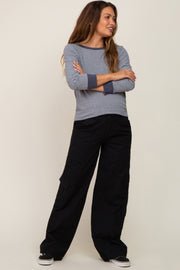 Black Cargo Elastic Waist Maternity Pants