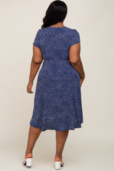 Navy Polka Dot Nursing Plus Wrap Dress