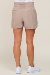 Taupe Curved Hem Active Maternity Shorts