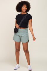 Sage Curved Hem Active Shorts