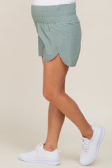 Sage Curved Hem Active Maternity Shorts