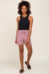 Mauve Drawstring Cuffed Shorts