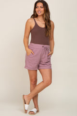 Mauve Drawstring Cuffed Maternity Shorts