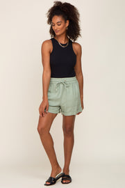 Mint Drawstring Cuffed Shorts