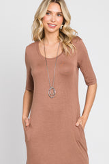 Mocha Scoop Neck Maxi Dress