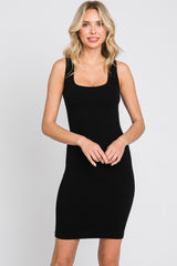 Black Sleeveless Soft Knit Basic Dress