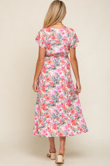 Ivory Multi-Color Floral Maternity Maxi Dress