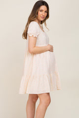 Cream Micro Floral Maternity Babydoll Dress