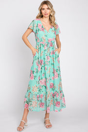 Mint Multi-Color Floral Maxi Dress