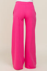 Fuchsia Wide Leg Fray Hem Long Maternity Sweatpants