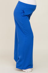 Royal Wide Leg Fray Hem Long Maternity Sweatpants