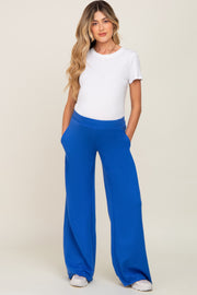 Royal Wide Leg Fray Hem Long Maternity Sweatpants