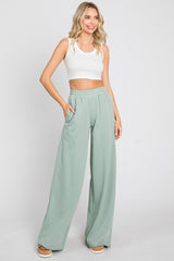 Sage Wide Leg Fray Hem Long Sweatpants