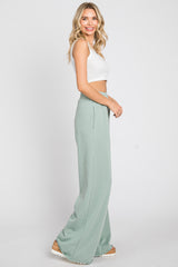 Sage Wide Leg Fray Hem Long Sweatpants