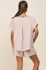 Taupe Short Cuffed Sleeve Top and Short Set