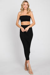 Black Ribbed Strapless Two Piece Maternity Skirt Set