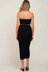 Black Ribbed Strapless Two Piece Maternity Skirt Set